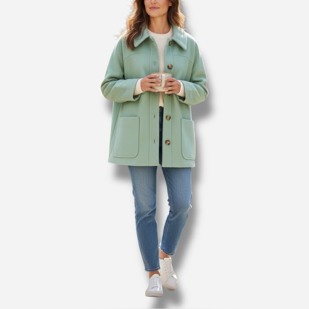 🌸New🌸 Topshop Oregon Car Coat Green Size US10 UK12 NWT